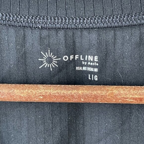 Aerie OFFLINE By Aerie Real Me Henley Crop Tee in black size large - Picture 5 of 9